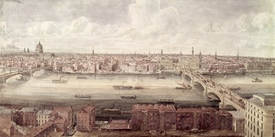 Panoramic view of London looking north between Southwark Bridge and London Bridge, c.1831 by Gideon Yates